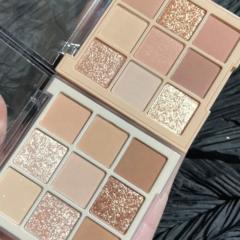 New 9 Colors Nude Shimmer Matte Eyeshadow Pallete Glitter Eyeshadow Long Lasting Waterproof Eye Pigments Shine Eyeshadow Makeup